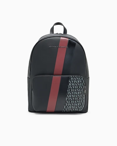 Armani Exchange - Backpack with monogram and stripes, Man, Black, Size: TU