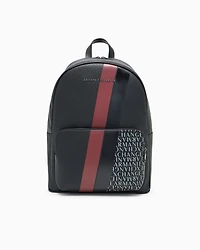 Armani Exchange - Backpack with monogram and stripes, Man, Black, Size: TU