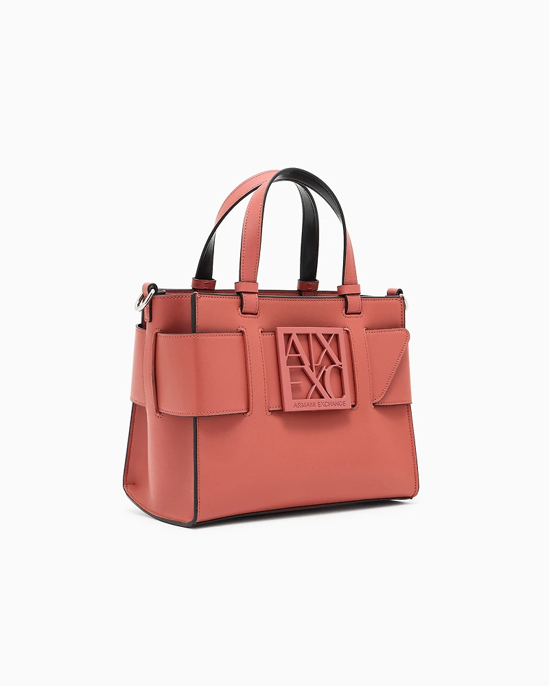 Armani Exchange - Medium tote bag with double handles and shoulder strap, Woman, Pink, Size: TU