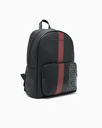 Armani Exchange - Backpack with monogram and stripes, Man, Black, Size: TU
