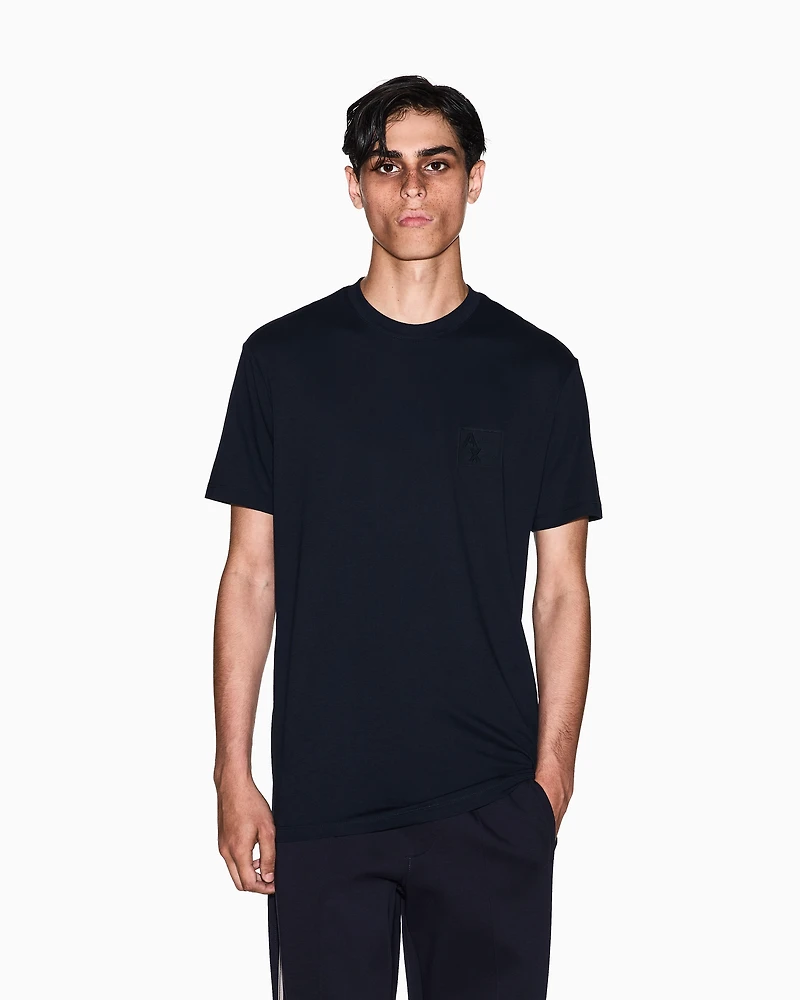 Armani Exchange - Regular fit T-shirt with patch, Man, Navy Blue, Size:
