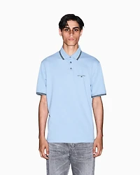 Armani Exchange - Regular fit cotton jersey polo shirt, Man, Light Blue, Size: