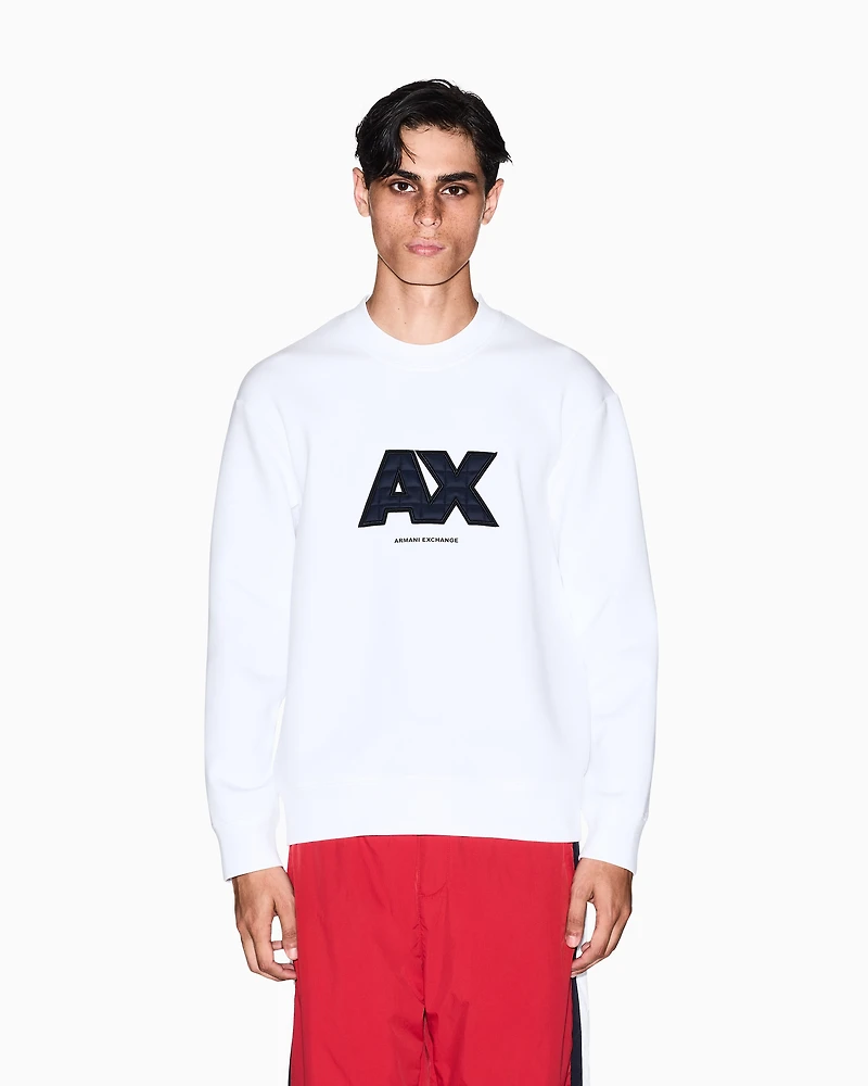 Armani Exchange - Sweatshirt with maxi logo, Man, White, Size: