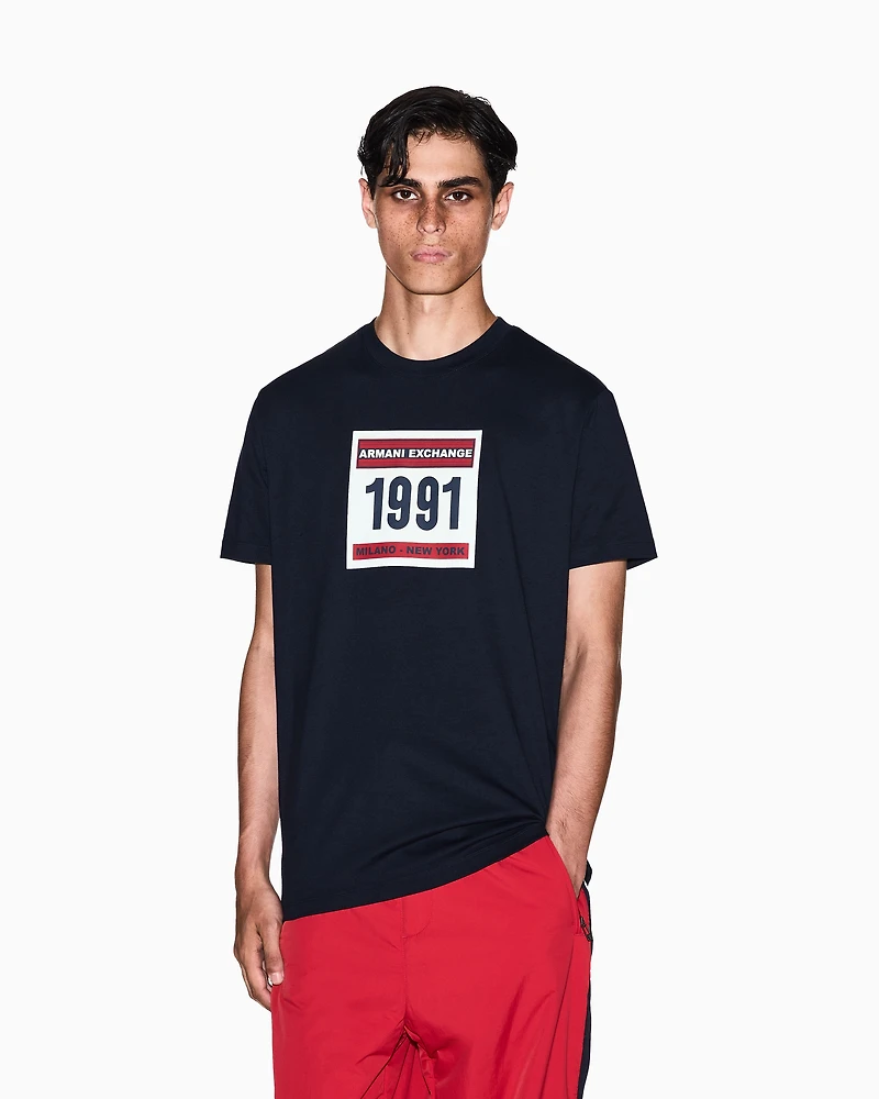 Armani Exchange - Regular fit T-shirt 1991, Man, Navy Blue, Size: