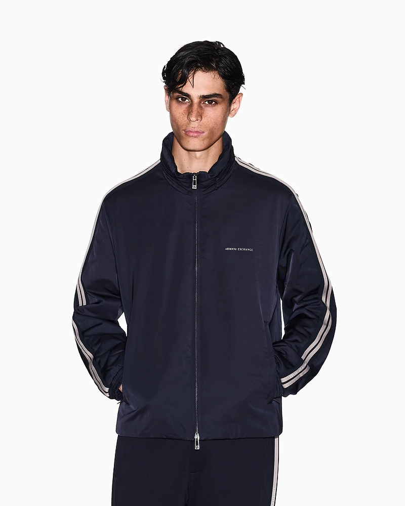 Armani Exchange - Full zip jacket with contrasting bands, Man, Navy Blue, Size:
