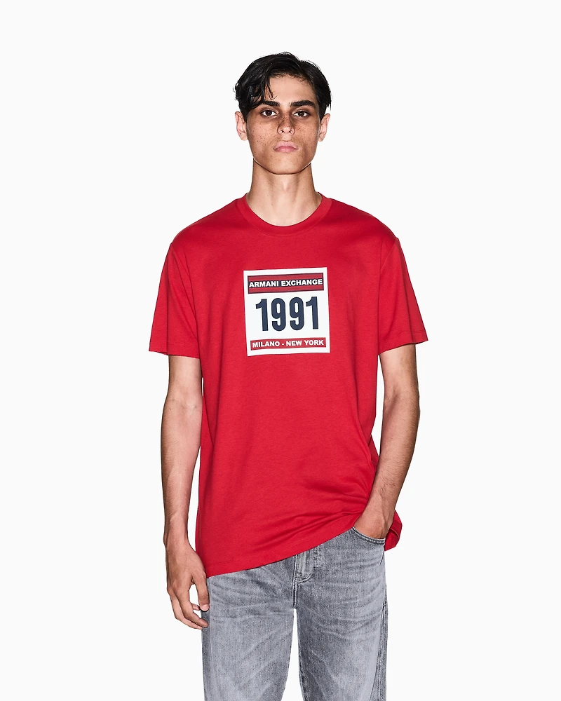 Armani Exchange - Regular fit T-shirt 1991, Man, Red, Size: