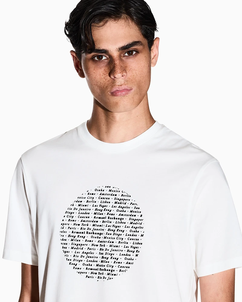 Armani Exchange - Slim fit circle print T-shirt, Man, White, Size: