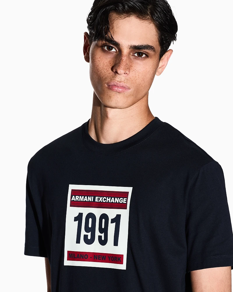 Armani Exchange - Regular fit T-shirt 1991, Man, Navy Blue, Size: