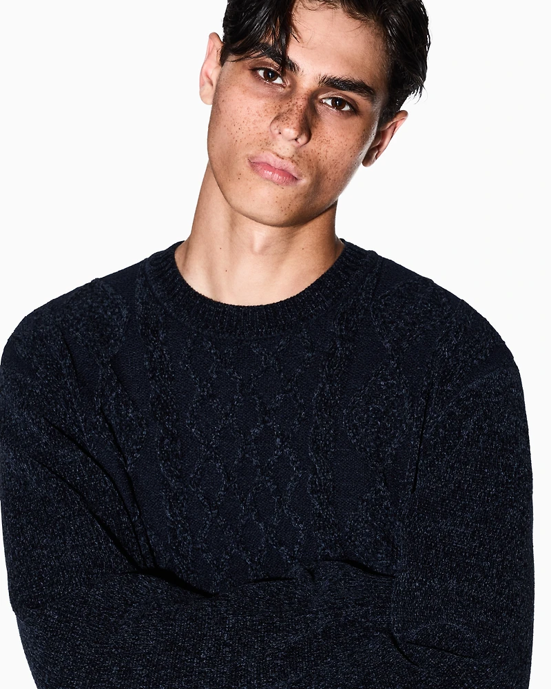 Armani Exchange - Woven Knit Sweater, Man, Navy Blue, Size: