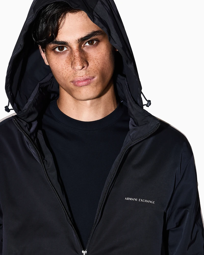 Armani Exchange - Full zip jacket with contrasting bands, Man, Navy Blue, Size: