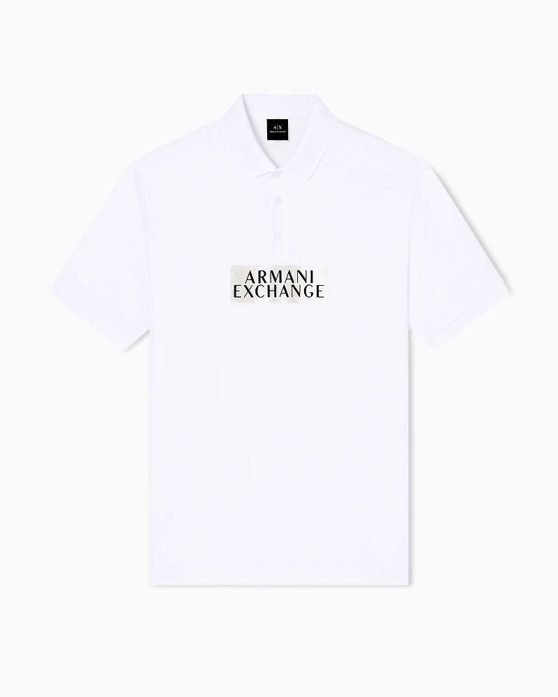 Armani Exchange - Regular fit cotton polo shirt with gold details, Man, White, Size: