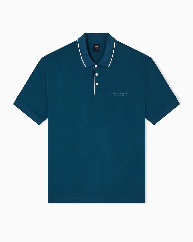 Armani Exchange - Regular fit polo shirt stretch jersey, Man, Blue, Size: