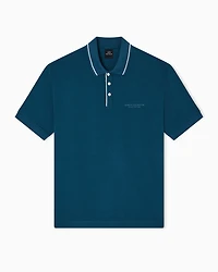 Armani Exchange - Regular fit polo shirt stretch jersey, Man, Blue, Size:
