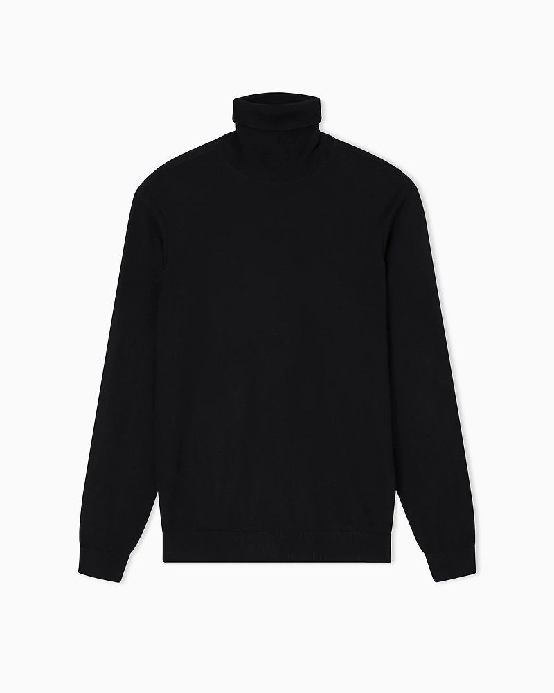 Armani Exchange - Wool Blend Turtleneck Sweater, Man, Black, Size: