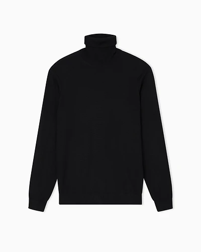Armani Exchange - Wool Blend Turtleneck Sweater, Man, Black, Size: