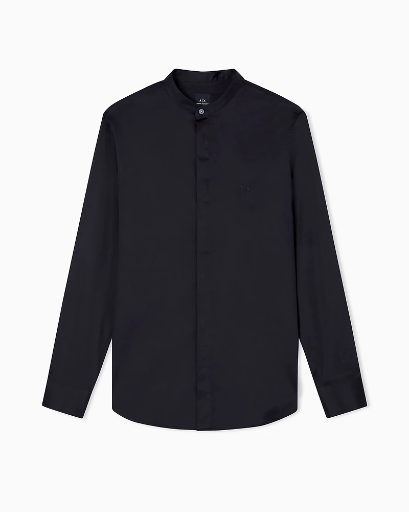 Armani Exchange - Shirt with mandarin collar, Man, Black, Size: