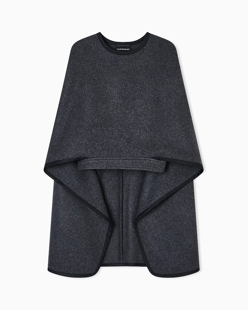 Emporio Armani - Polygon capsule collection wool cloth cape, Woman, Grey, Size: