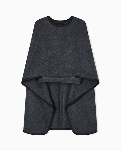 Emporio Armani - Polygon capsule collection wool cloth cape, Woman, Grey, Size: