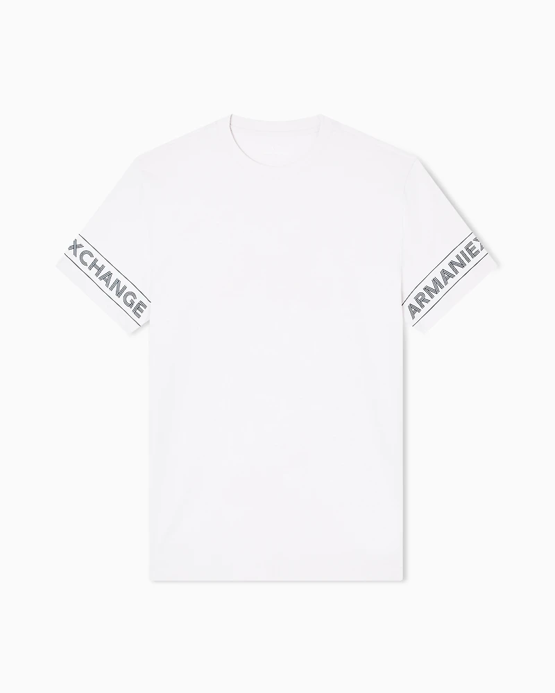 Armani Exchange - Regular fit T-shirt with printed sleeves, Man, White, Size: