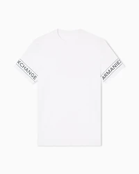 Armani Exchange - Regular fit T-shirt with printed sleeves, Man, White, Size: