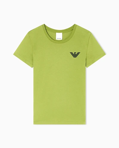 Emporio Armani - New York capsule collection jersey T-shirt with oversized print, Woman, Green, Size: