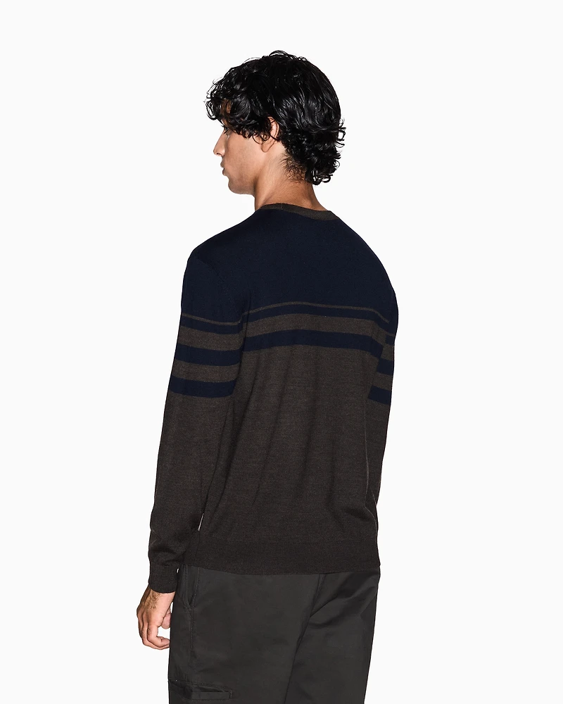 Armani Exchange - TWO TONE WOOL BLEND SWEATER, Man, Two_tone, Size: