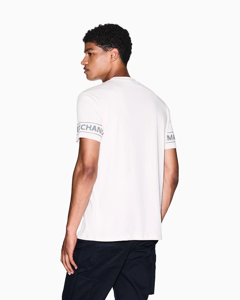 Armani Exchange - Regular fit T-shirt with printed sleeves, Man, White, Size: