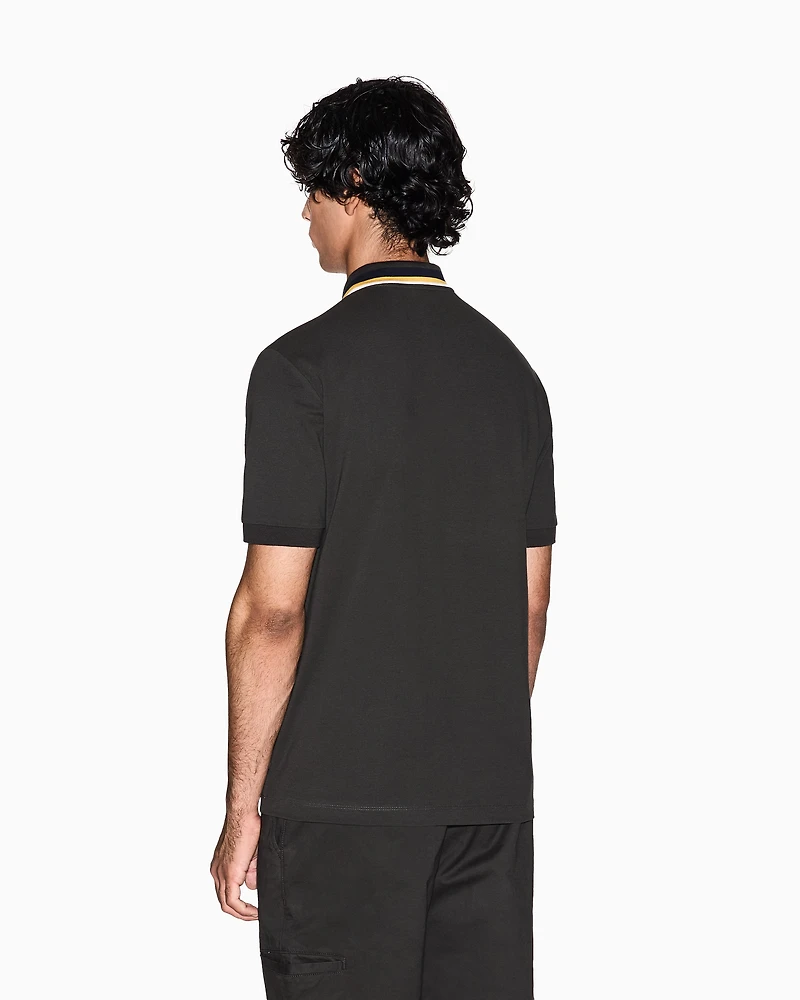 Armani Exchange - Regular fit polo shirt with striped collar, Man, Brown, Size: