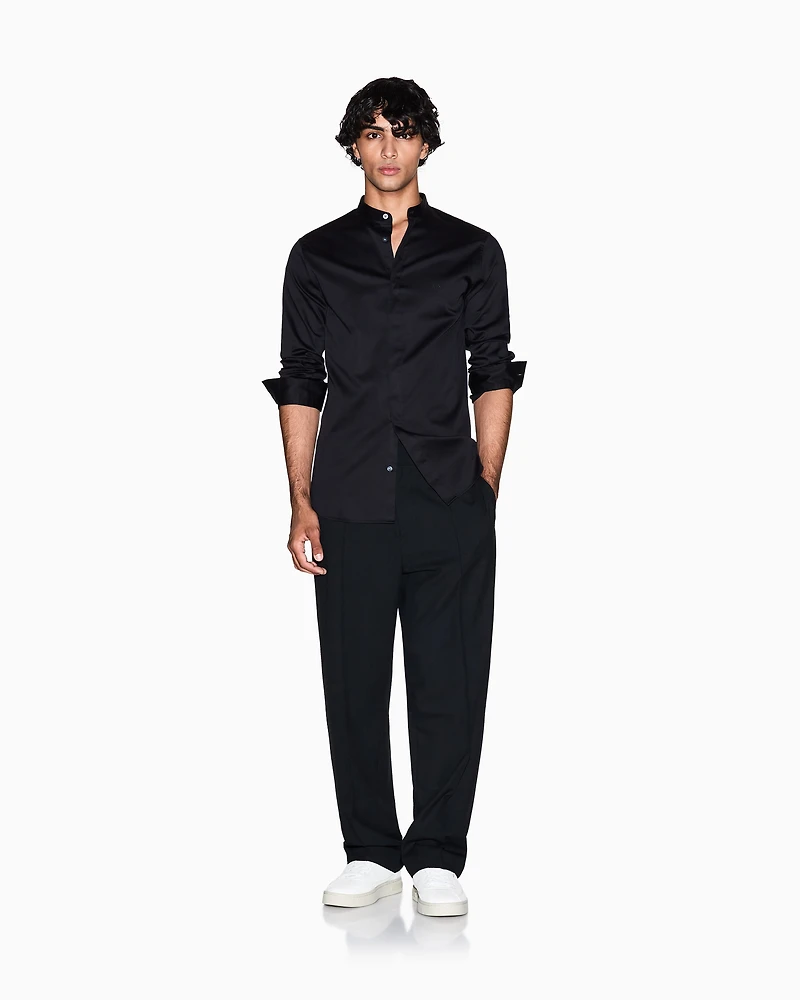 Armani Exchange - Shirt with mandarin collar, Man, Black, Size: