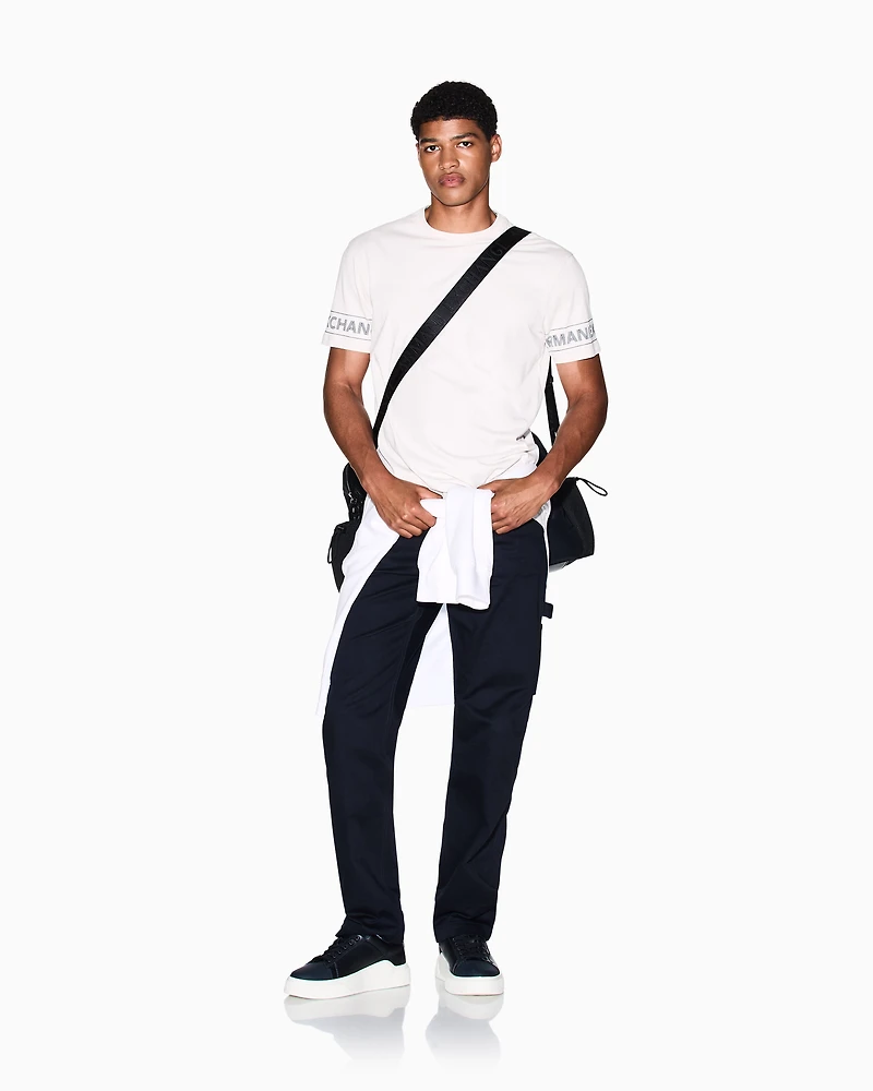 Armani Exchange - Regular fit T-shirt with printed sleeves, Man, White, Size: