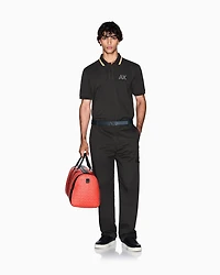 Armani Exchange - Regular fit polo shirt with striped collar, Man, Brown, Size:
