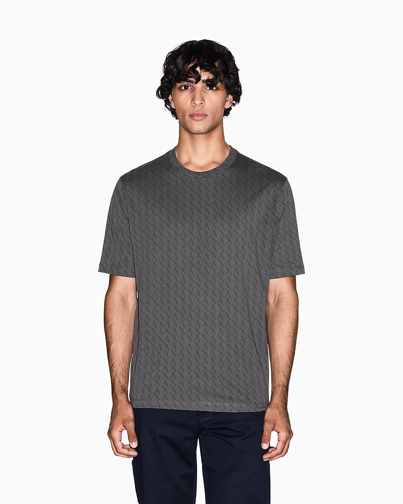 Armani Exchange -  Regular fit monogram logo t-shirt, Man, Green, Size: