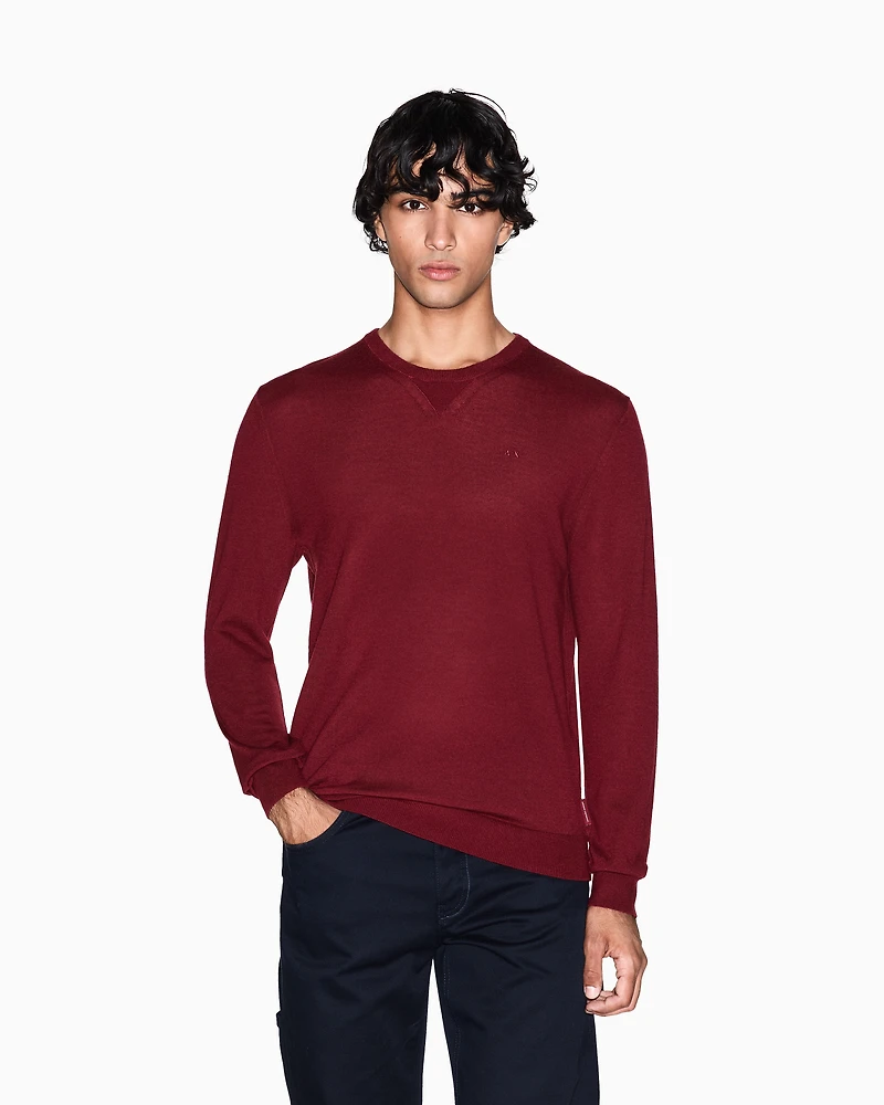Armani Exchange - Crewneck sweater virgin wool, Man, Red, Size:
