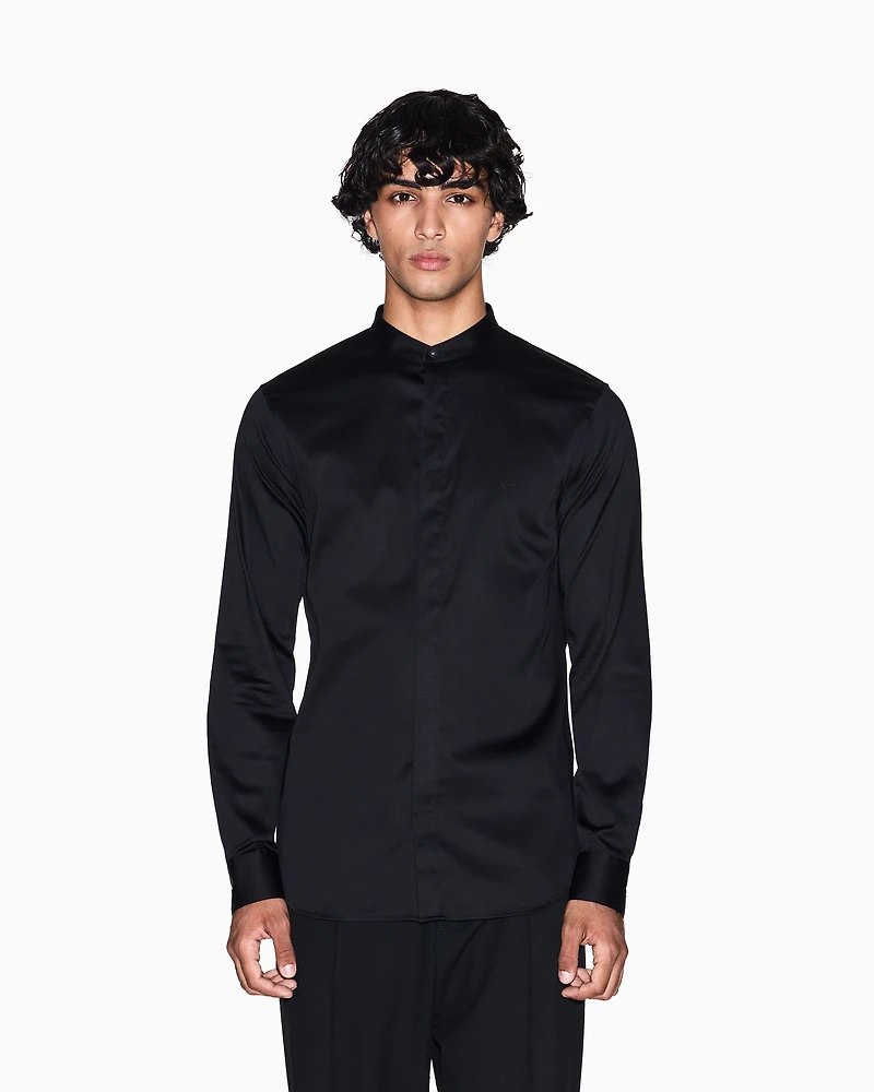 Shirt with mandarin collar