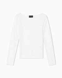 Emporio Armani - Jacquard jersey jumper with a geometric pattern, Woman, White, Size: