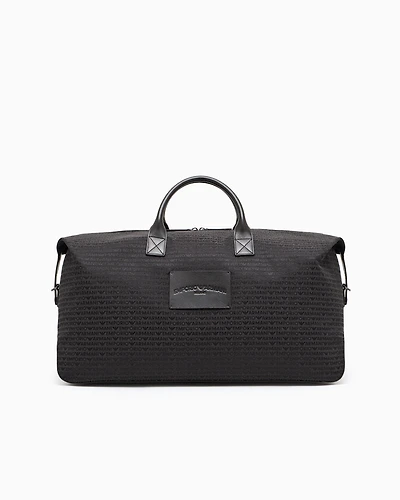 Emporio Armani - Weekend bag in monogram jacquard, Man, Grey, Size: TU