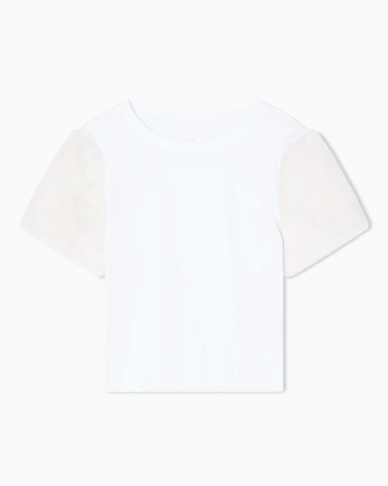 T-shirt with plush sleeves
