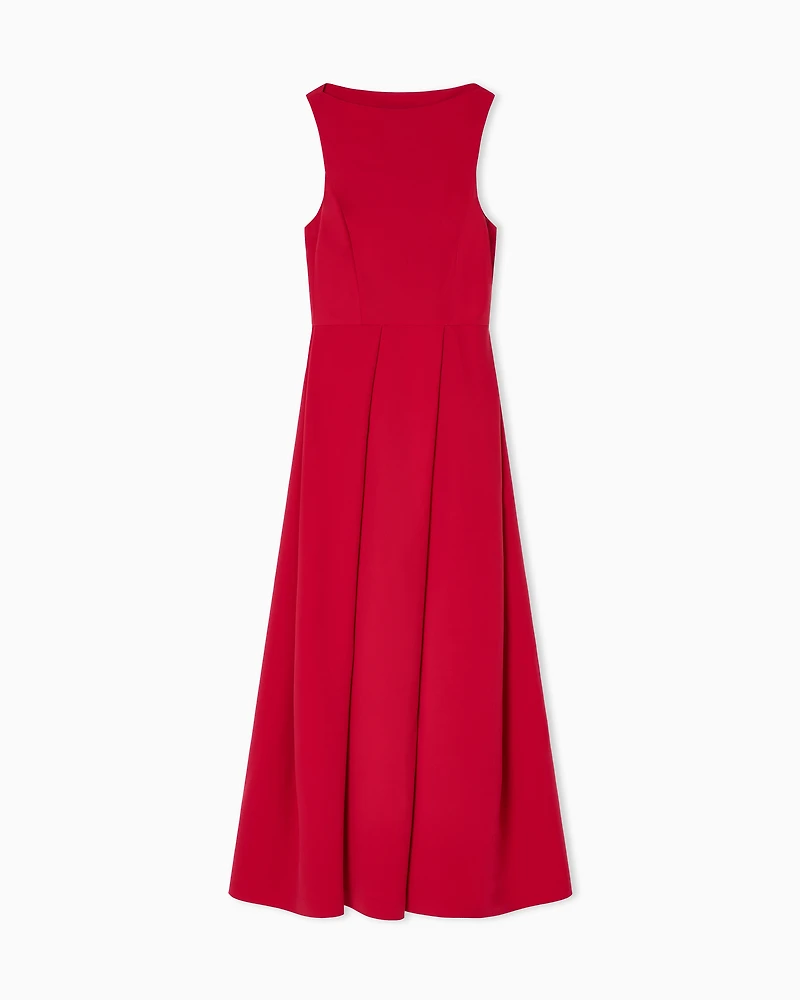 Emporio Armani - Technical cady sleeveless dress with pleats, Woman, Red, Size: