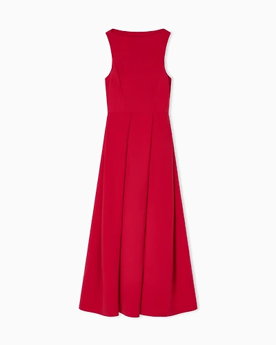 Emporio Armani - Technical cady sleeveless dress with pleats, Woman, Red, Size: