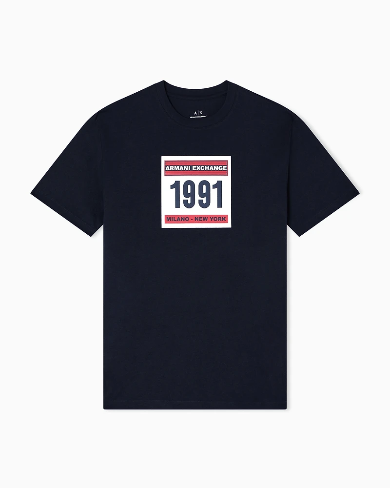 Armani Exchange - Regular fit T-shirt 1991, Man, Navy Blue, Size: