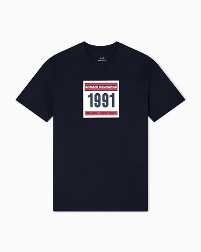 Armani Exchange - Regular fit T-shirt 1991, Man, Navy Blue, Size: