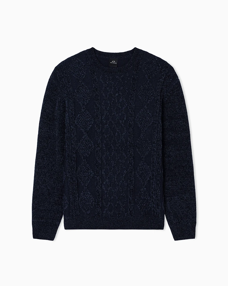 Armani Exchange - Woven Knit Sweater, Man, Navy Blue, Size: