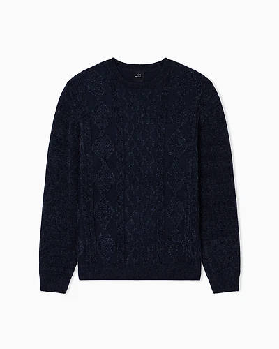 Armani Exchange - Woven Knit Sweater, Man, Navy Blue, Size: