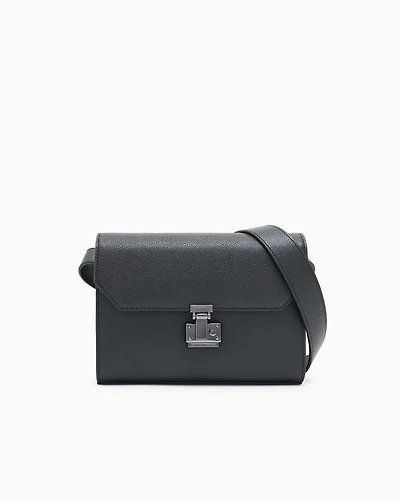 Emporio Armani - Shoulder bag with flap in tumbled leather, Man, Black, Size: TU