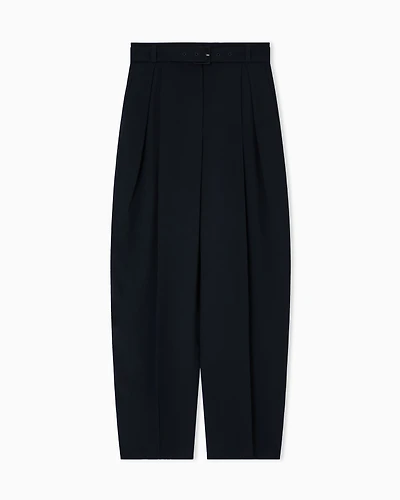 Emporio Armani - Envers satin trousers with pleats and belt, Woman, Black, Size: