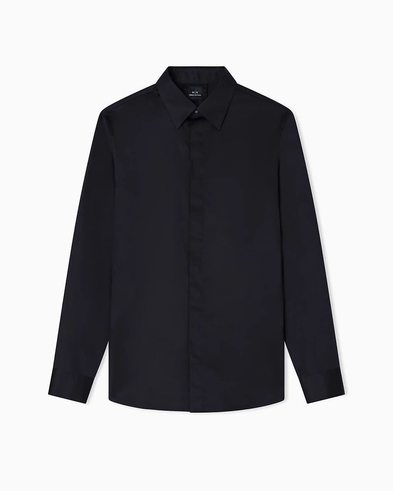 Armani Exchange - Slim-fit stretch cotton shirt, Man, Black, Size: