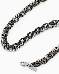 Armani Exchange -  Gunmetal and Silver-Tone Stainless Steel Double Chain Necklace, Man, Multicoloured, Size: TU