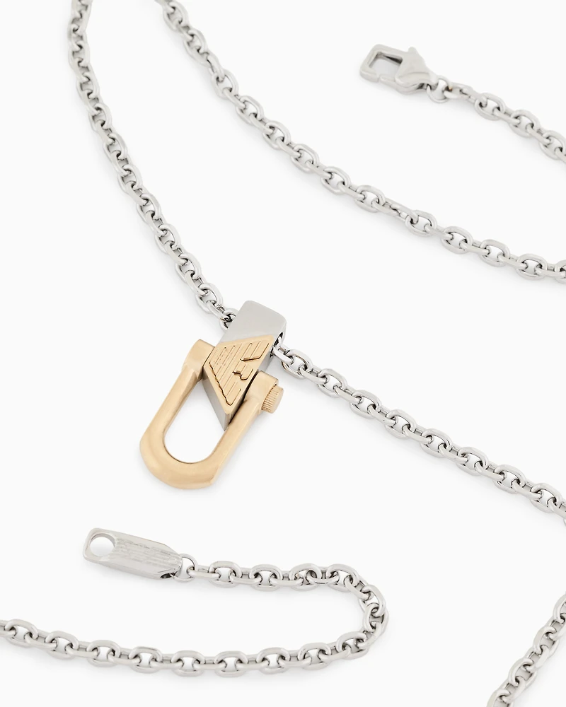 Emporio Armani -  Two-Tone Stainless Steel Pendant Necklace, Man, Multicoloured, Size: TU