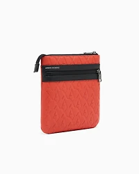 Armani Exchange - Flat shoulder bag with allover logo, Man, Orange, Size: TU
