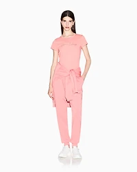Armani Exchange - Slim fit T-shirt with glitter logo, Woman, Pink, Size:
